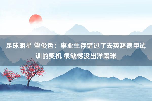 足球明星 肇俊哲：事业生存错过了去英超德甲试训的契机 很缺憾没出洋踢球