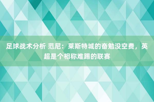 足球战术分析 范尼：莱斯特城的奋勉没空费，英超是个相称难踢的联赛