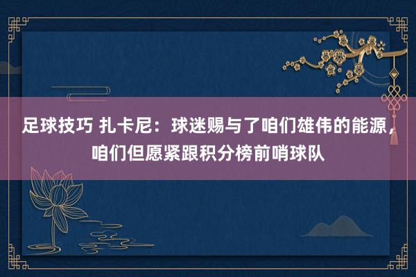 足球技巧 扎卡尼：球迷赐与了咱们雄伟的能源，咱们但愿紧跟积分榜前哨球队